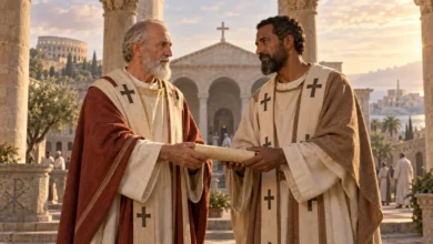 Representação de São Cornélio e São Cipriano unidos pela comunhão da Igreja