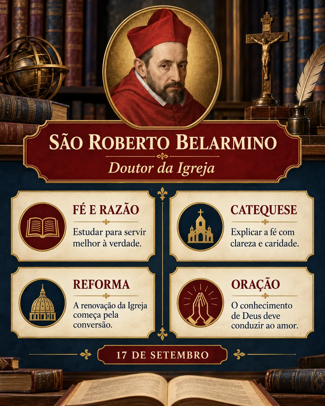 Infográfico sobre os ensinamentos de São Roberto Belarmino